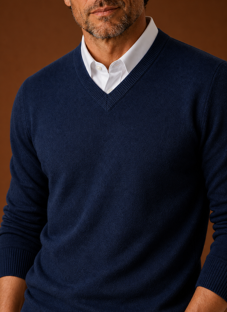 Herre V-Hals Striktrøje - Casual Pullover | Areleon