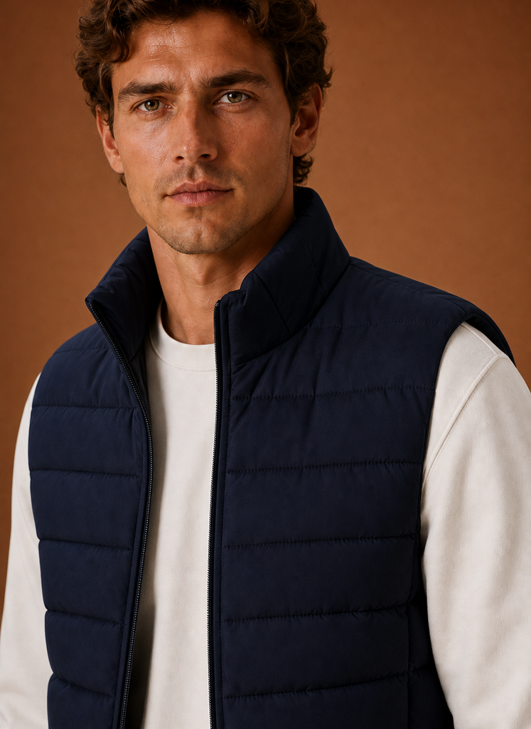 Herre Puffer Vest - Letvægts Quiltet Vinter Gilet | Areleon