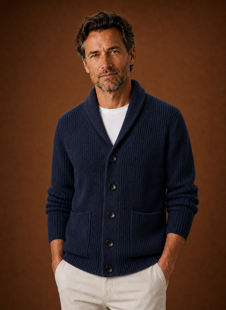 Herre Skulderkrave Cardigan - Strikket Cardigan | Areleon