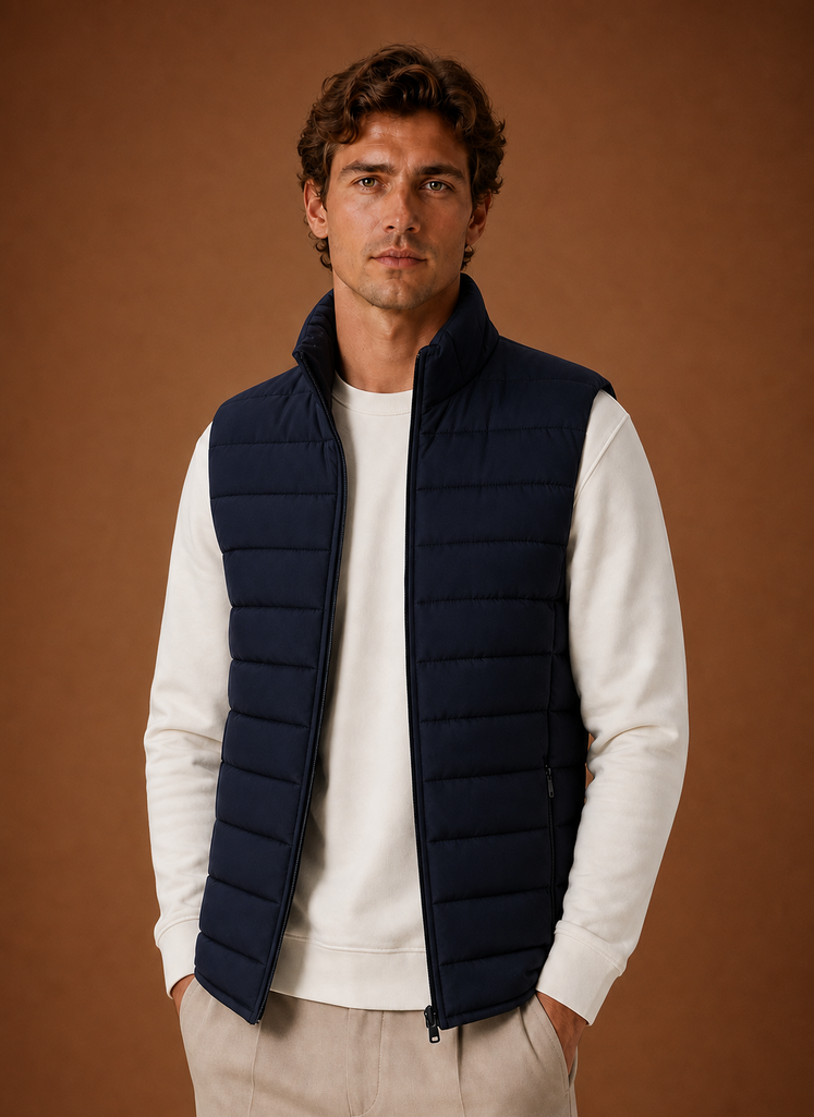 Herre Puffer Vest - Letvægts Quiltet Vinter Gilet | Areleon