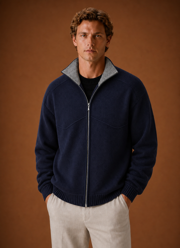 Herre Strikket Cardigan - Full-Zip Sweater Jakke | Areleon