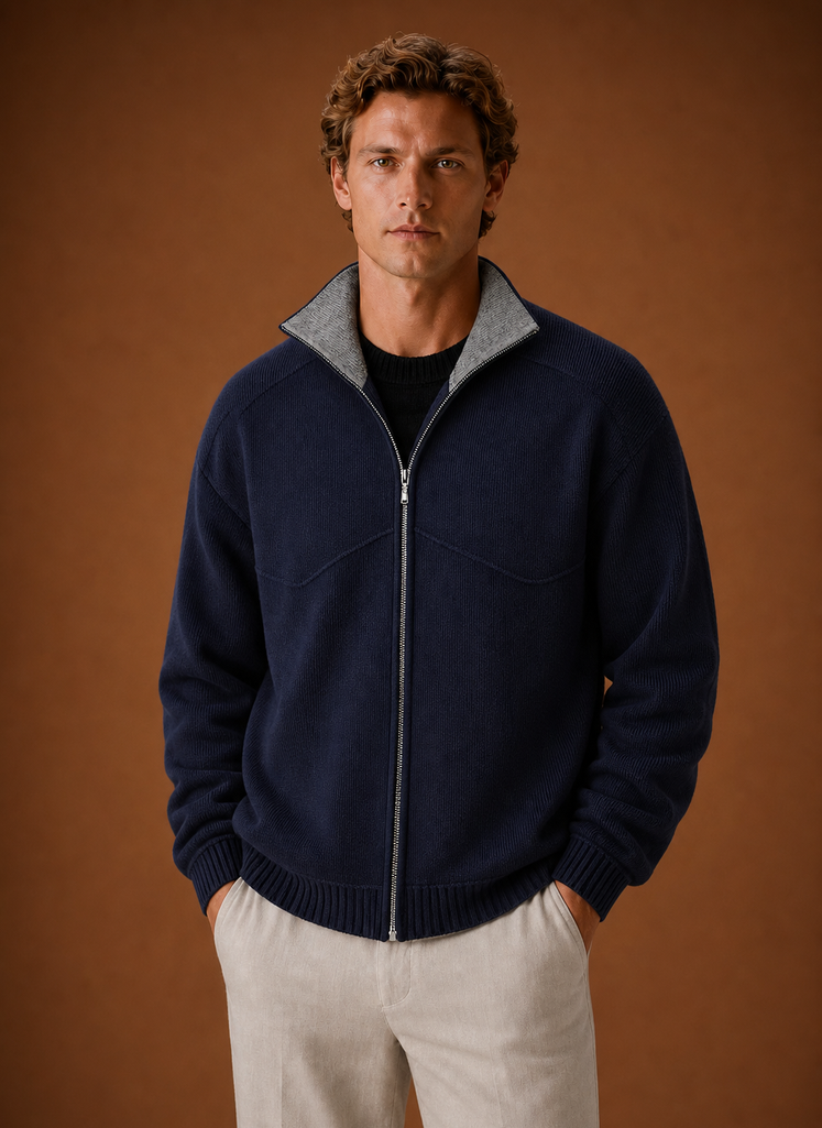 Herre Strikket Cardigan - Full-Zip Sweater Jakke | Areleon