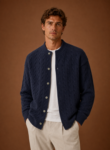Herre Kabelstrik Cardigan - Knappet Front Sweater | Areleon