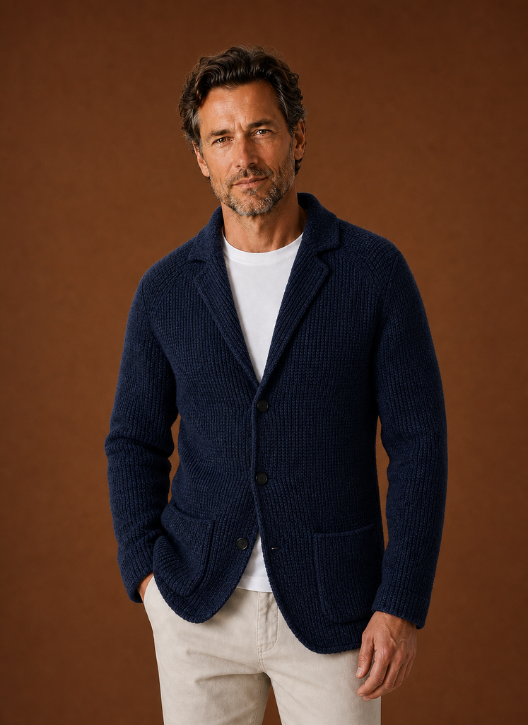 Herre Strikket Blazer Cardigan - Knapfront Lagjakke | Areleon
