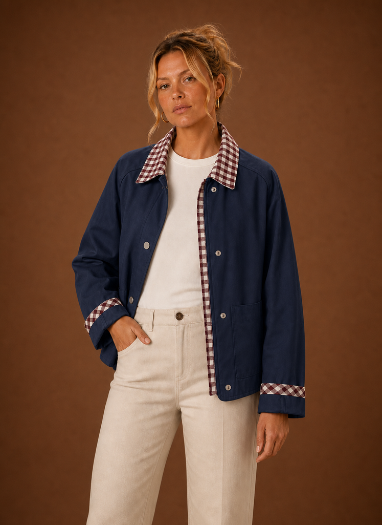 Kvinders Ladejakke - Tjekkrave Casual Frakke | Areleon