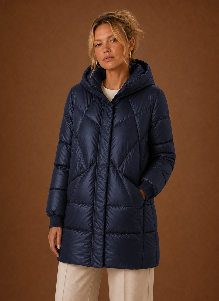 Dame Lang Pufferjakke - Hue Winterjakke | Areleon