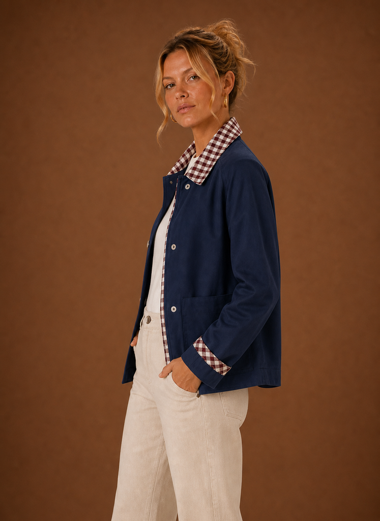 Kvinders Ladejakke - Tjekkrave Casual Frakke | Areleon