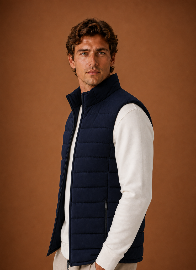 Herre Puffer Vest - Letvægts Quiltet Vinter Gilet | Areleon