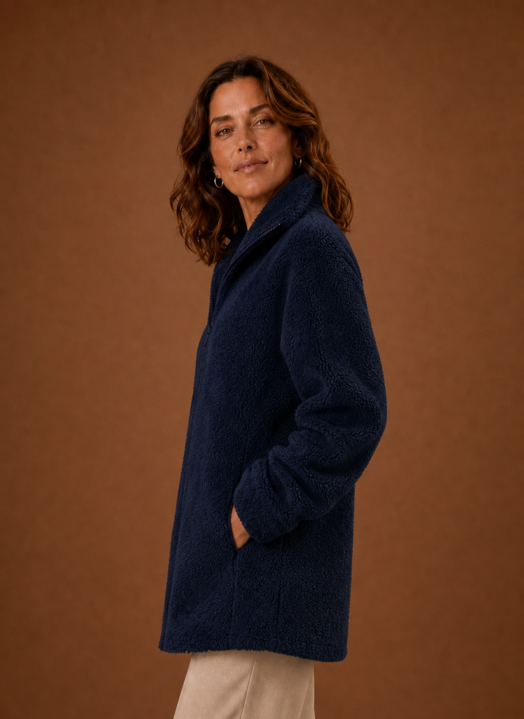 Dame Fleece Sherpa Zip Up Vinterjakke | Areleon