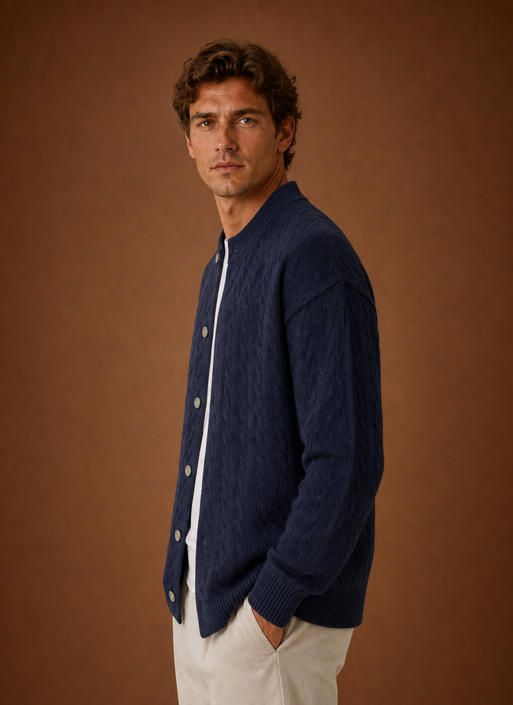 Herre Kabelstrik Cardigan - Knappet Front Sweater | Areleon