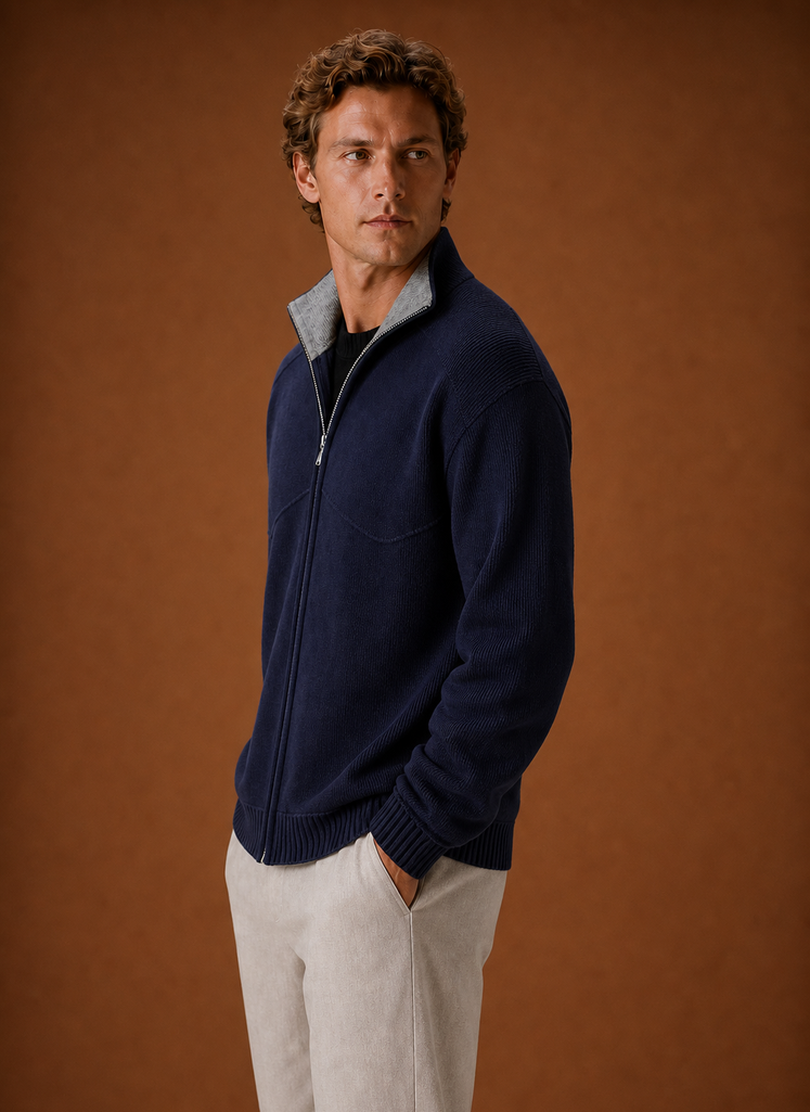 Herre Strikket Cardigan - Full-Zip Sweater Jakke | Areleon