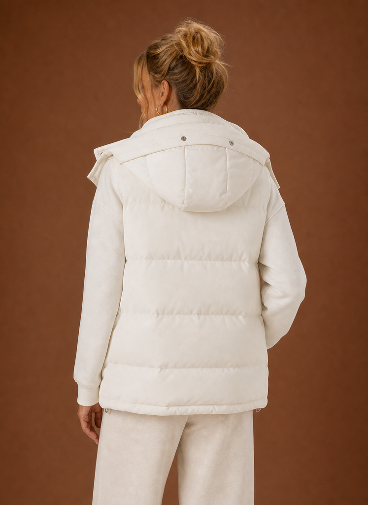 Kvinders Puffer Vest - Oversized Hætteløs Jakke | Areleon