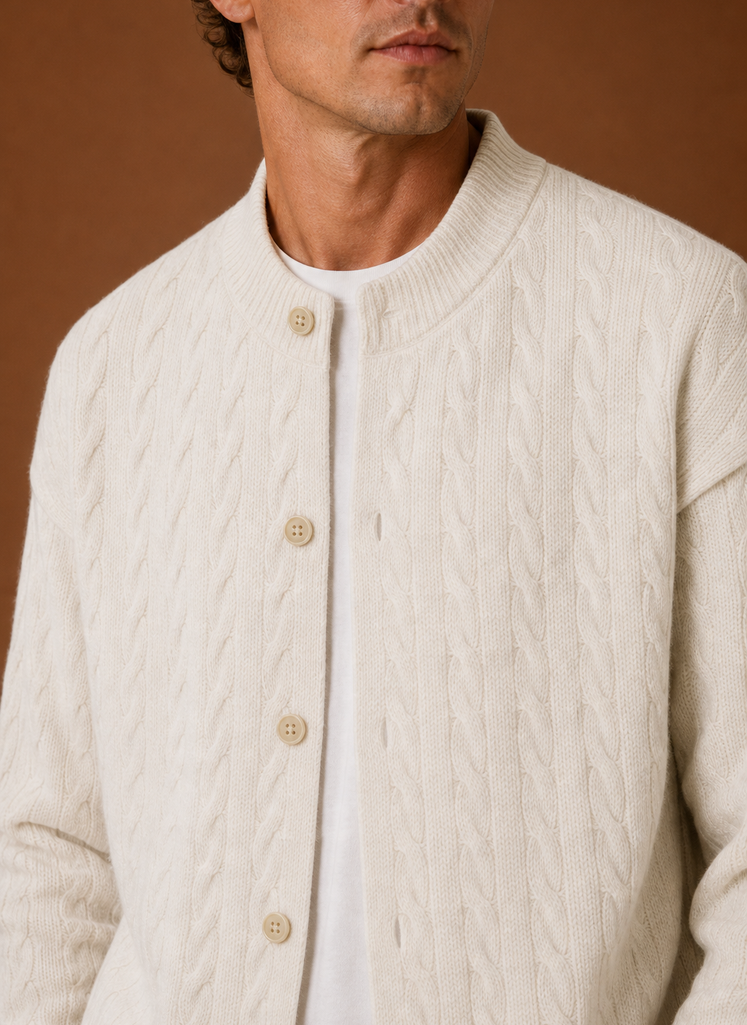 Herre Kabelstrik Cardigan - Knappet Front Sweater | Areleon