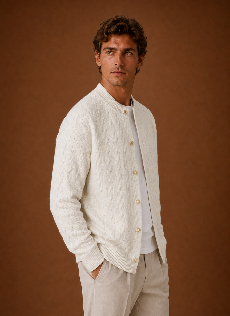 Herre Kabelstrik Cardigan - Knappet Front Sweater | Areleon