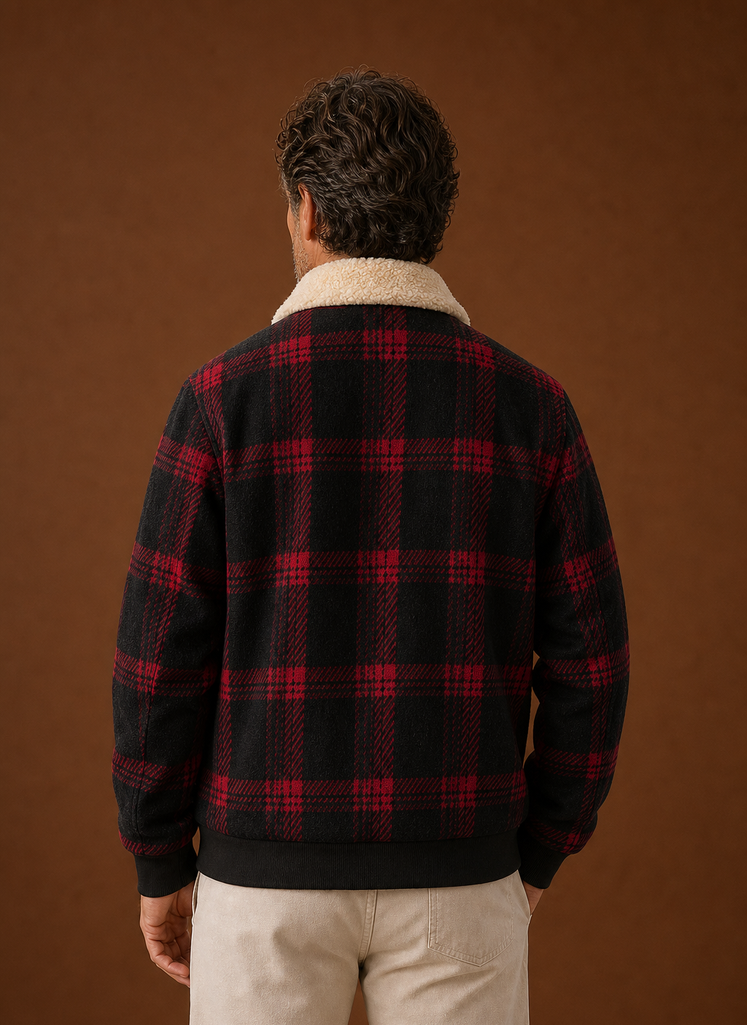 Herre Plaid Sherpa Bomberjakke | Areleon