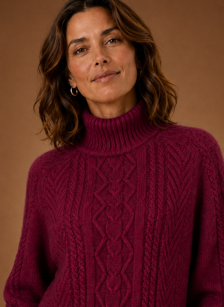 Kvinders Kabelstrikket Turtleneck Sweater | Areleon