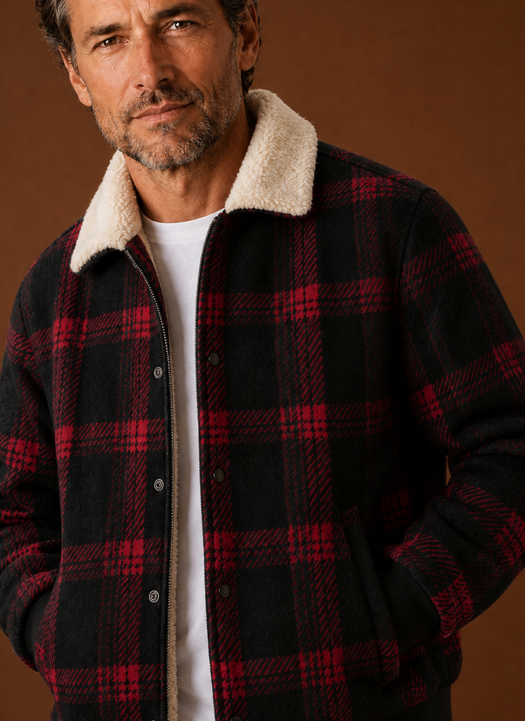 Herre Plaid Sherpa Bomberjakke | Areleon