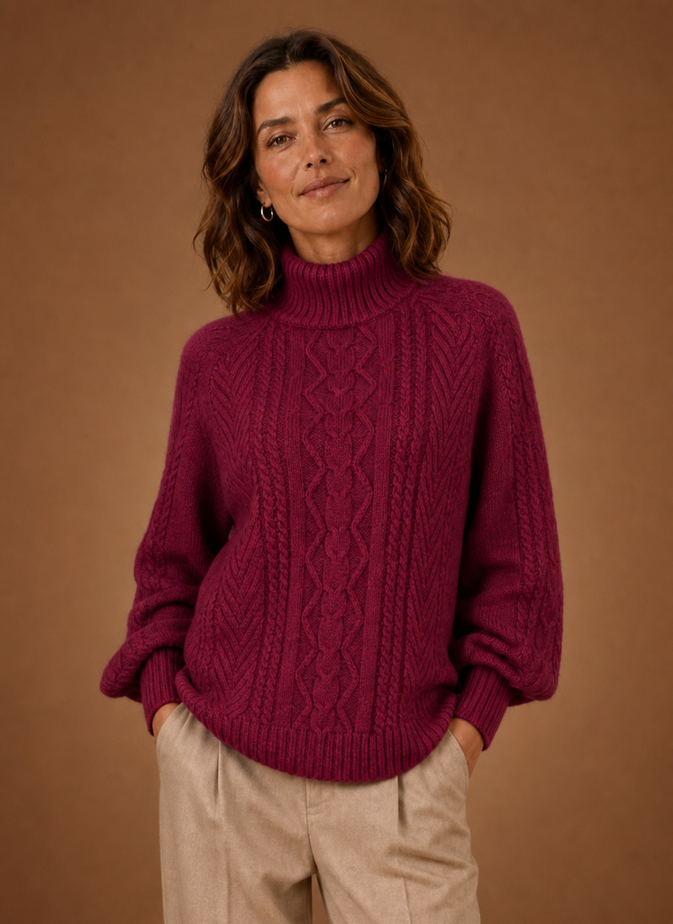 Kvinders Kabelstrikket Turtleneck Sweater | Areleon
