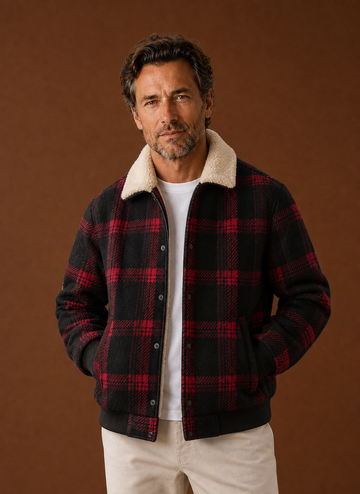 Herre Plaid Sherpa Bomberjakke | Areleon