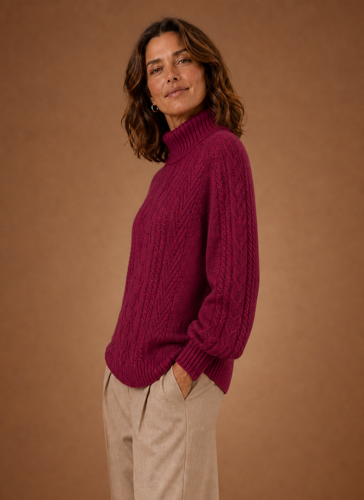 Kvinders Kabelstrikket Turtleneck Sweater | Areleon