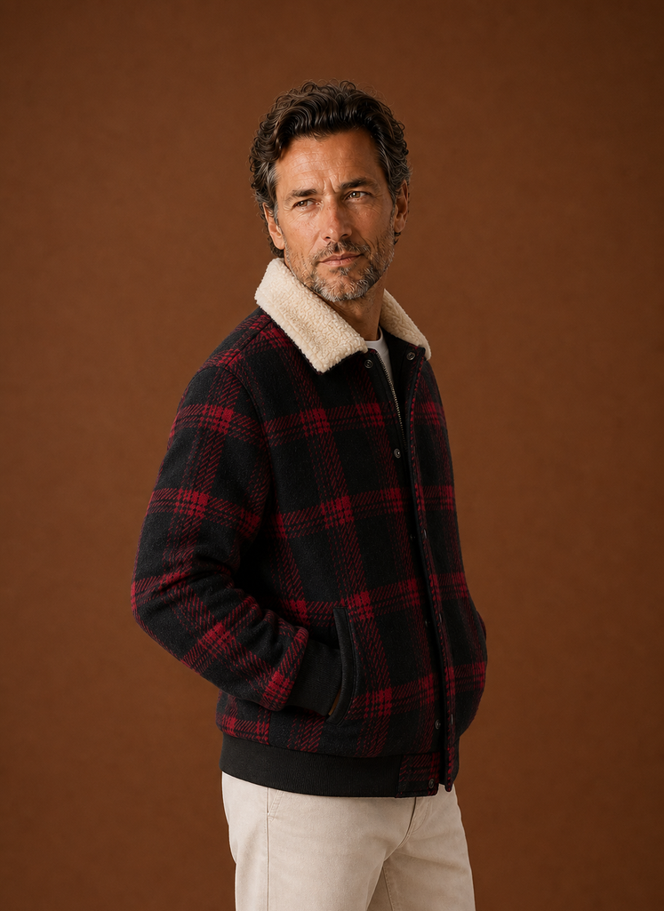Herre Plaid Sherpa Bomberjakke | Areleon