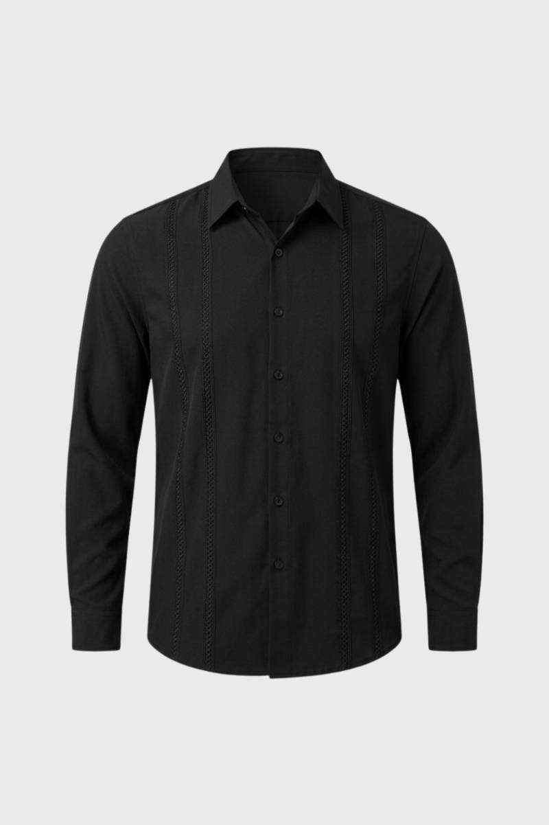 Herre T-shirt med Struktureret Panel og Lange Ærmer