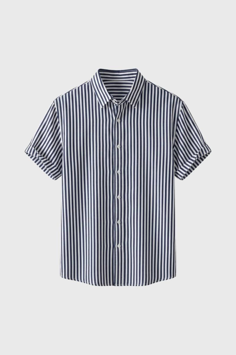 Herre T-shirt med tryk og knaplukning samt pænt krave