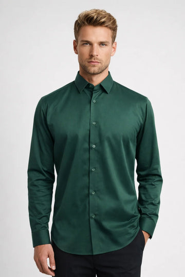 Herresatin skjorte, slim fit, langærmet, formel top