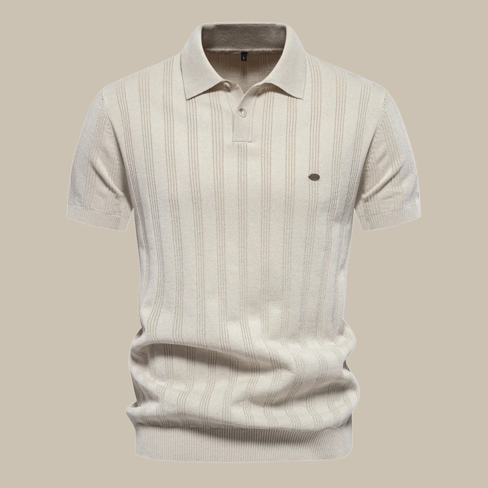 Herre Kortærmet Uld Polo T-Shirt Premium Åndbar Strik Smart-Casual Klassisk Top