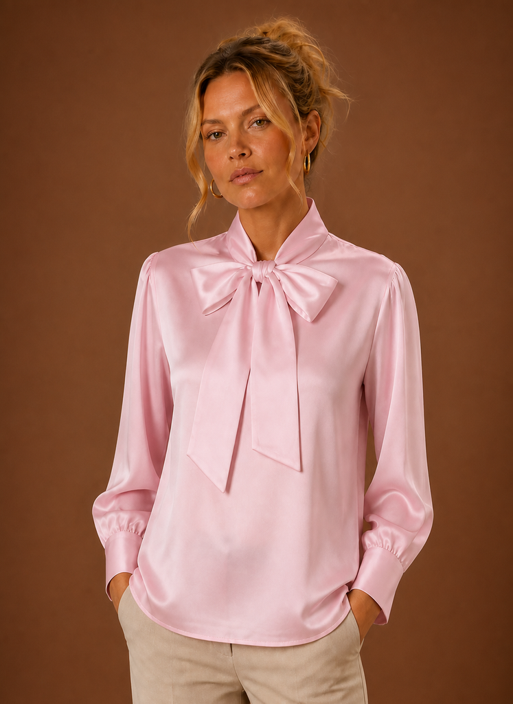 Kvinders Satin-look Sløjfebluse | Areleon