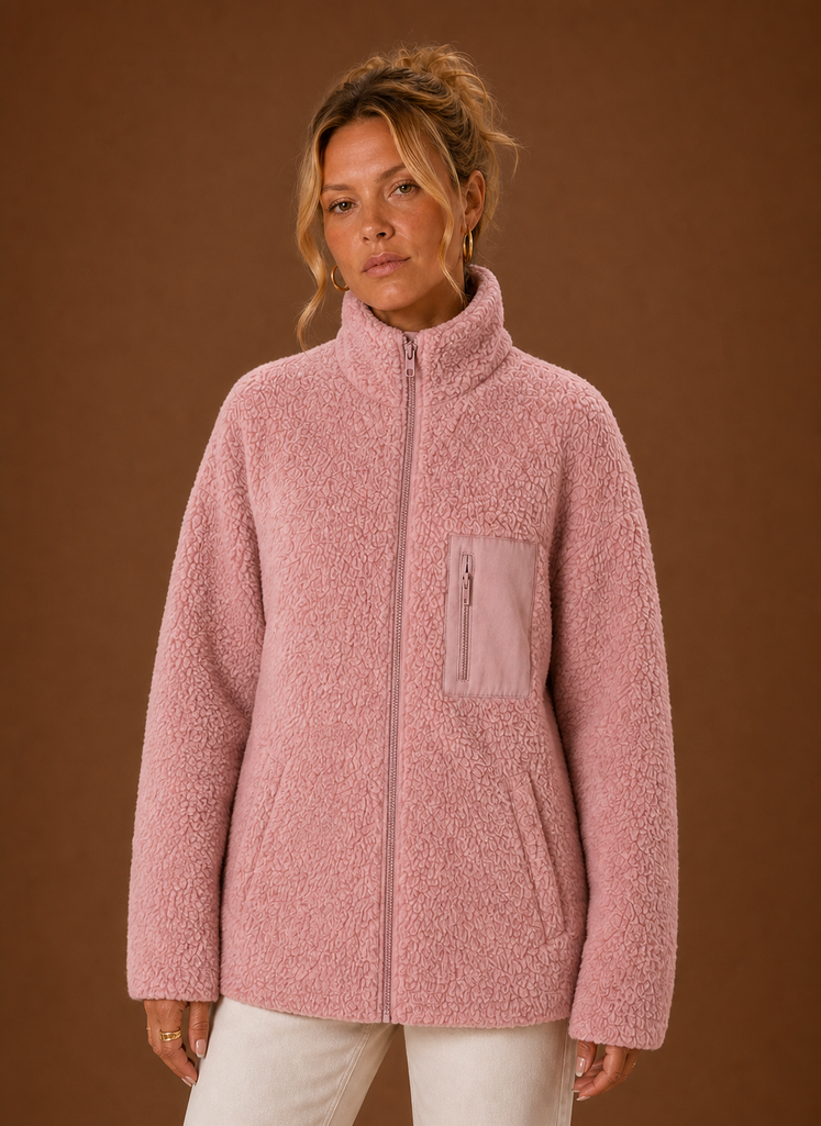 Dame Sherpa Zip-Up Jakke | Areleon