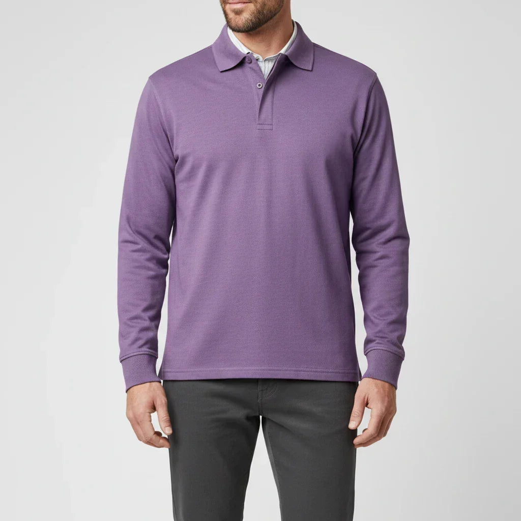 Herre Langærmet Polo T-shirt – Smart Casual Top til Dagligdags og Kontorbrug