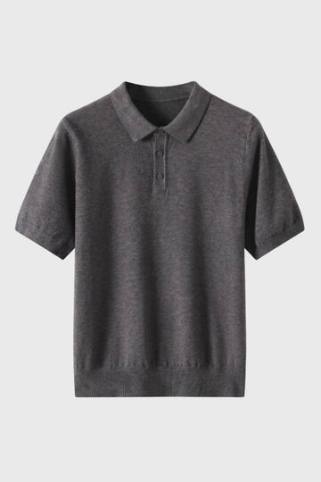 Herre Strikket Polo Shirt med Ribbet Kant