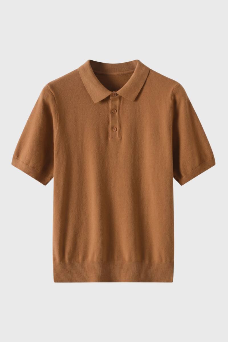 Herre Strikket Polo Shirt med Ribbet Kant