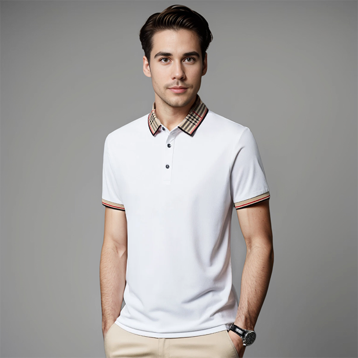 Herres Polo T-shirt med Kontrastkrave - Raffineret Smart Casual Stil
