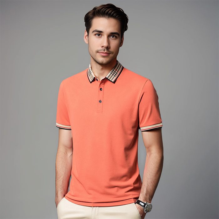 Herre Contrast Krave Polo Shirt Forfinet Smart Casual Stil