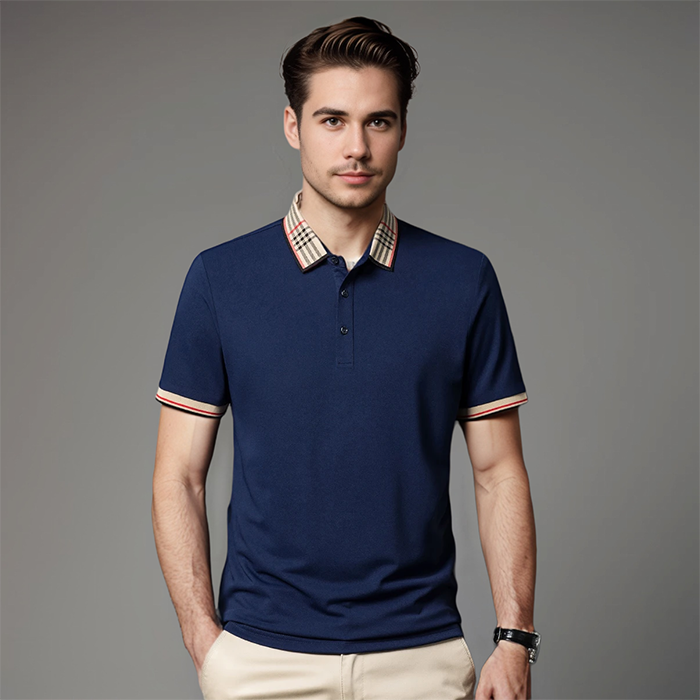 Herre Contrast Krave Polo Shirt Forfinet Smart Casual Stil