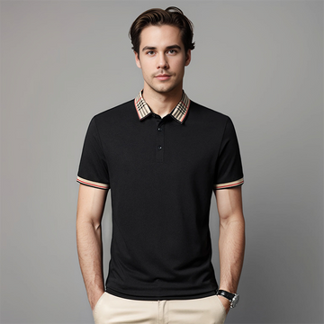 Herre Contrast Krave Polo Shirt Forfinet Smart Casual Stil