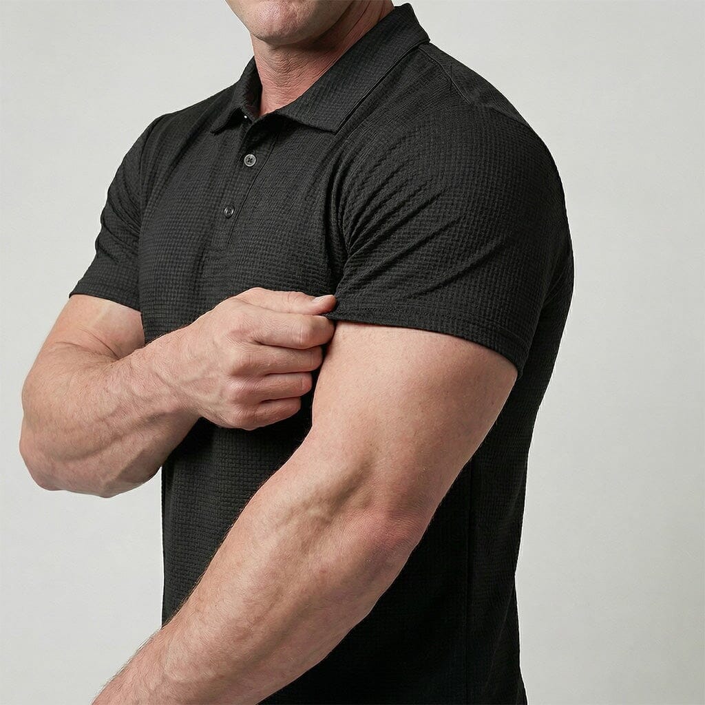 Herre Textured Stretch Polo Shirt – Åndbar Smart Casual Top til Dagligt Brug