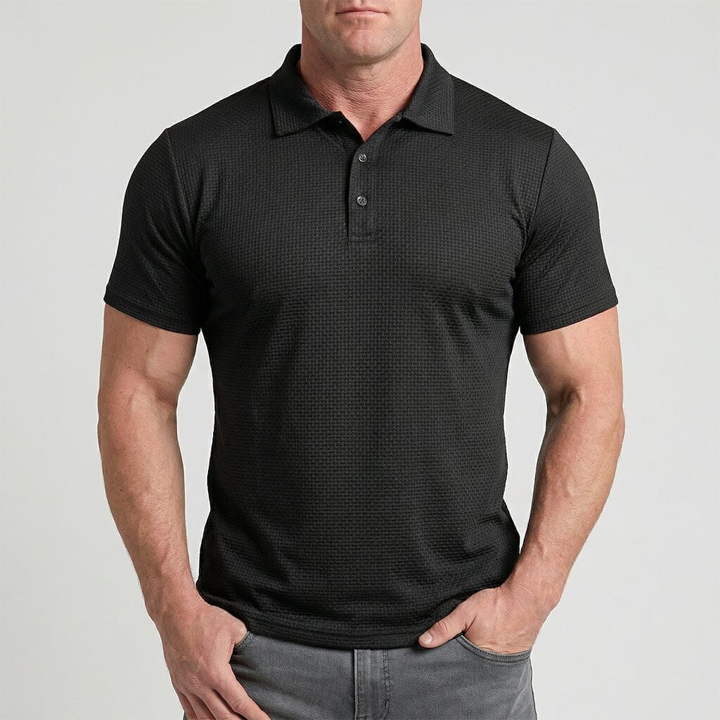 Mænds Tekstureret Stretch Polo Shirt – Åndbar Smart Casual Top til Dagligt Brug