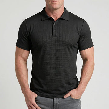 Herre Textured Stretch Polo Shirt – Åndbar Smart Casual Top til Dagligt Brug