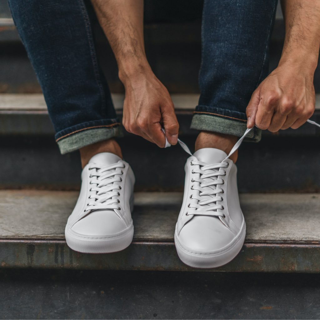Herre Ægte Læder Low-Top Sneakers