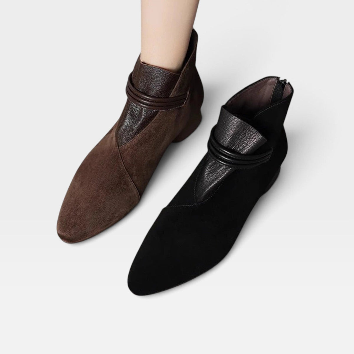 Kvindernes Elegante Ægte Suede Ankelstøvler