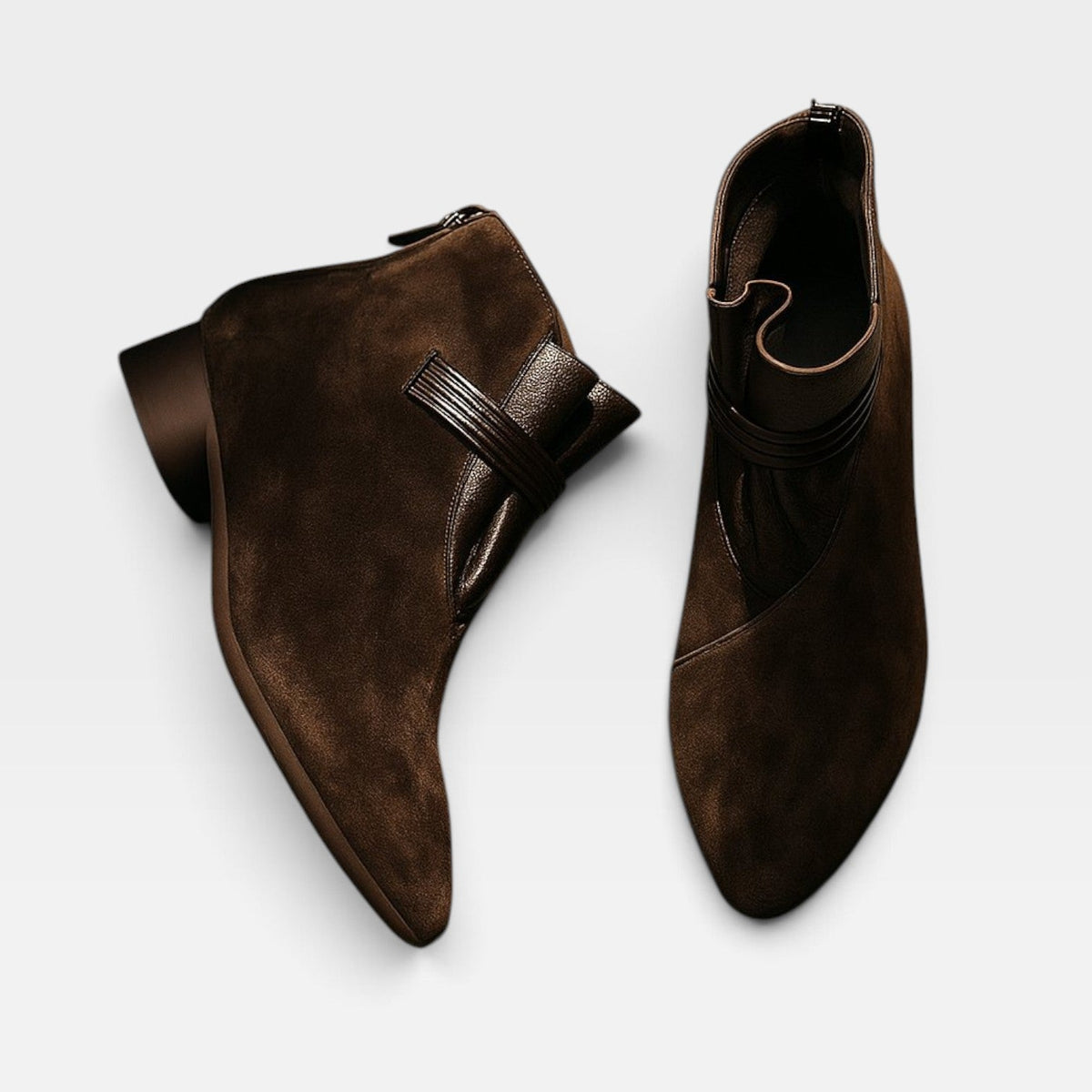 Kvindernes Elegante Ægte Suede Ankelstøvler