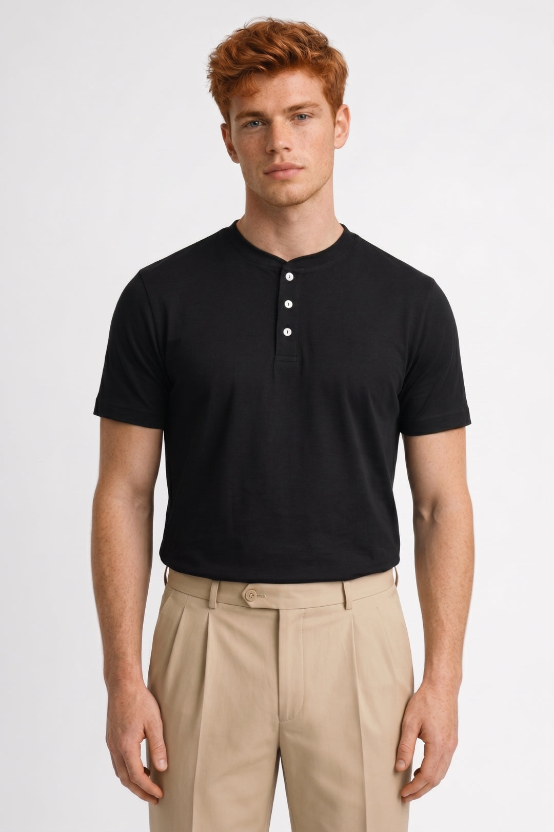 Herre Henley T-Shirt med Knapstolpe Hverdags Top