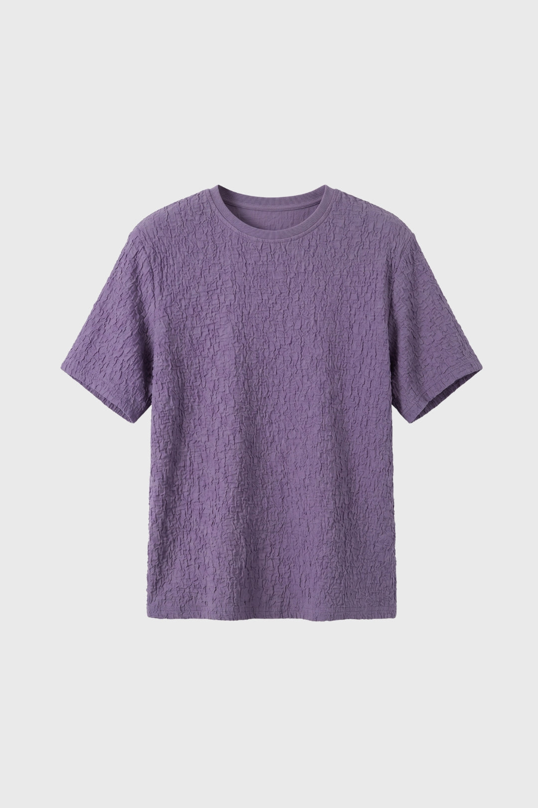Herre Crinkle Texture T-Shirt Afslappet Crew Neck Top