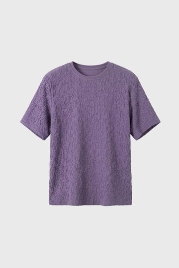 Herre Crinkle Texture T-Shirt Afslappet Crew Neck Top