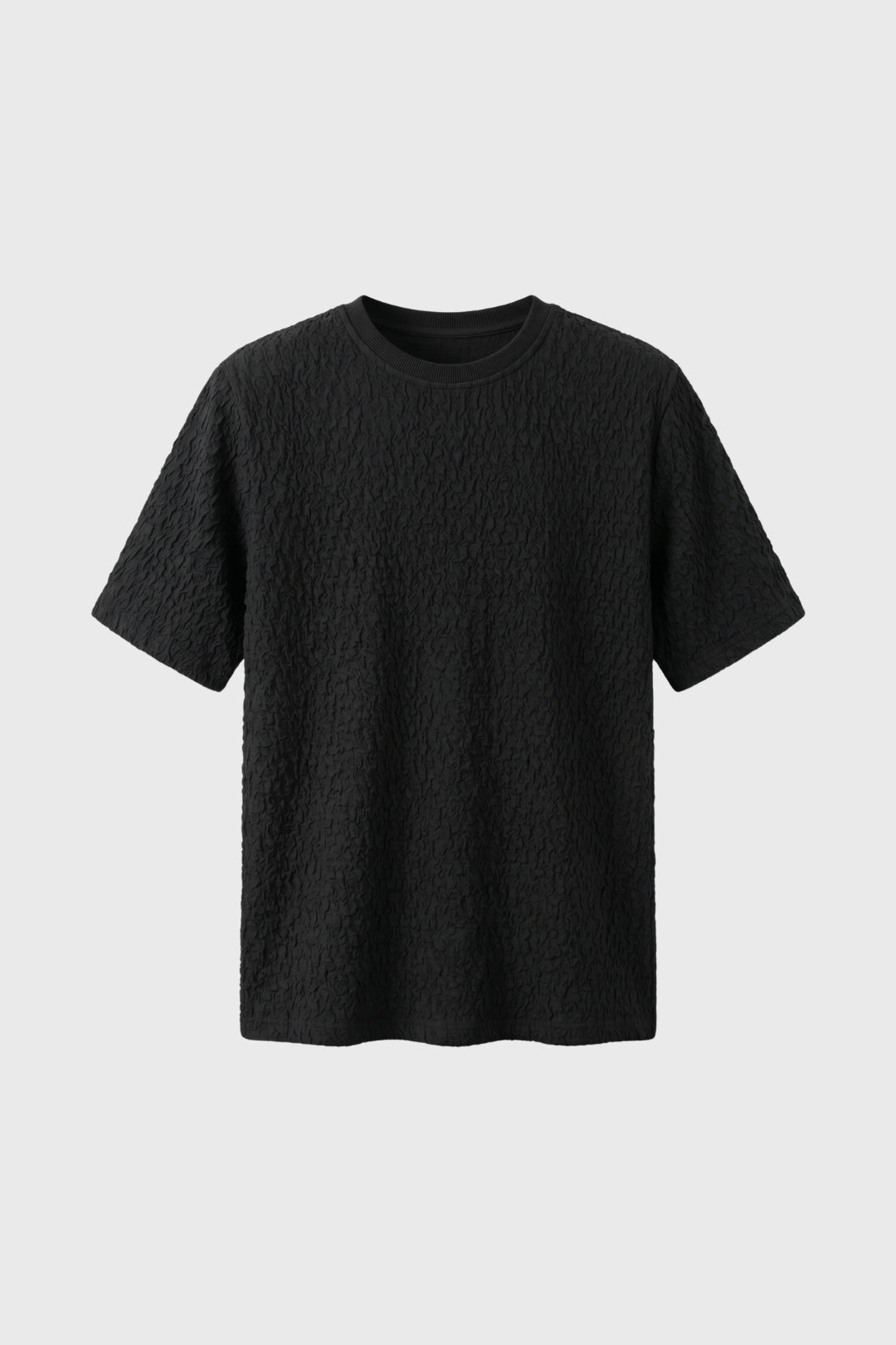 Herre Crinkle Texture T-Shirt Afslappet Crew Neck Top