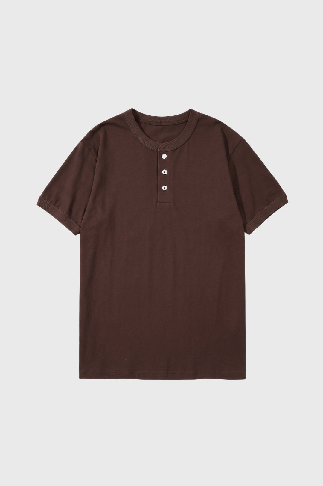 Herre Henley T-Shirt med Knapstolpe Hverdags Top
