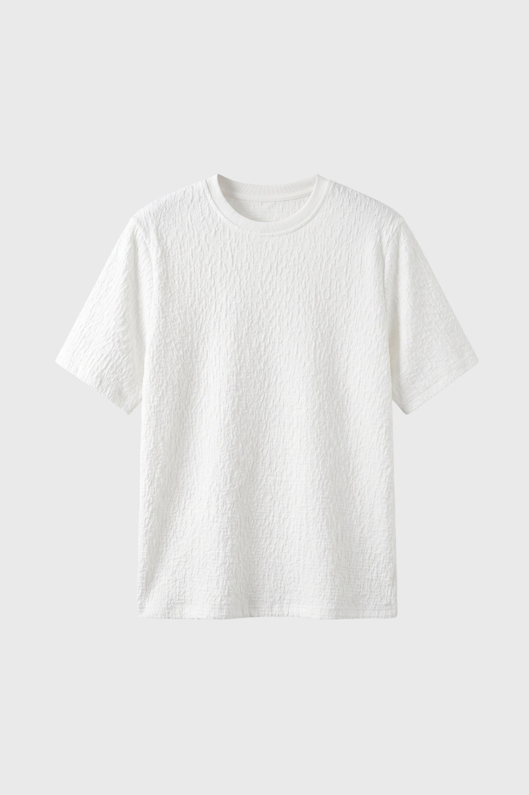 Herre Crinkle Texture T-Shirt Afslappet Crew Neck Top